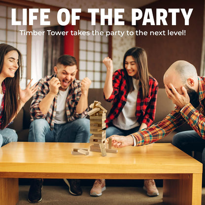 Timber Tower Wood Block Stacking Game – Original Edition (48 Pieces)