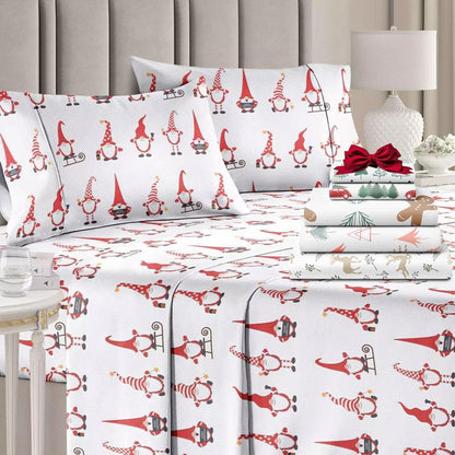 CGK Holiday 4-Piece Sheet Set – Soft Microfiber Bedding, Deep Pocket Wrinkle-Free Festive Christmas Sheets, Trees, Candy Canes, Reindeers