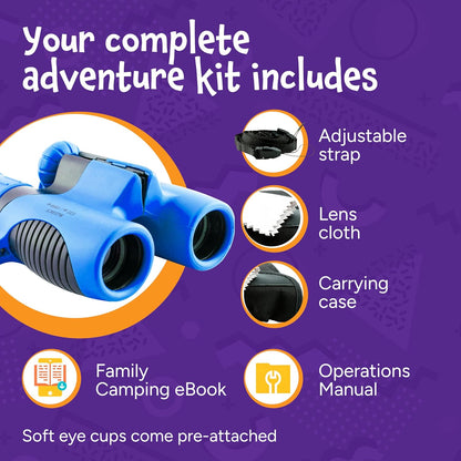 Think Peak Blue Binoculars Science Toy for Kids Ages 3-12 Years - Real Compact Outdoor Adventure & STEM Educational Nature Hiking Explorer for Bird Watching, Camping Children’S Birthday Gift